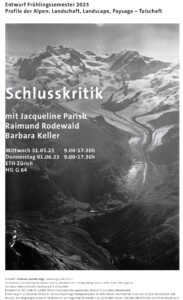 Entwurf Frühjahrssemester 2023: Profile der Alpen. Bild: Monte Rosa, Signalkuppe, Gornergrat, Gornergletscher, Riffelalp v. N. W. aus 4200m (1926), © ETH-Bibliothek Zürich, Bildarchiv/Stiftung Luftbild Schweiz, Fotograf: Mittelholzer, Walter